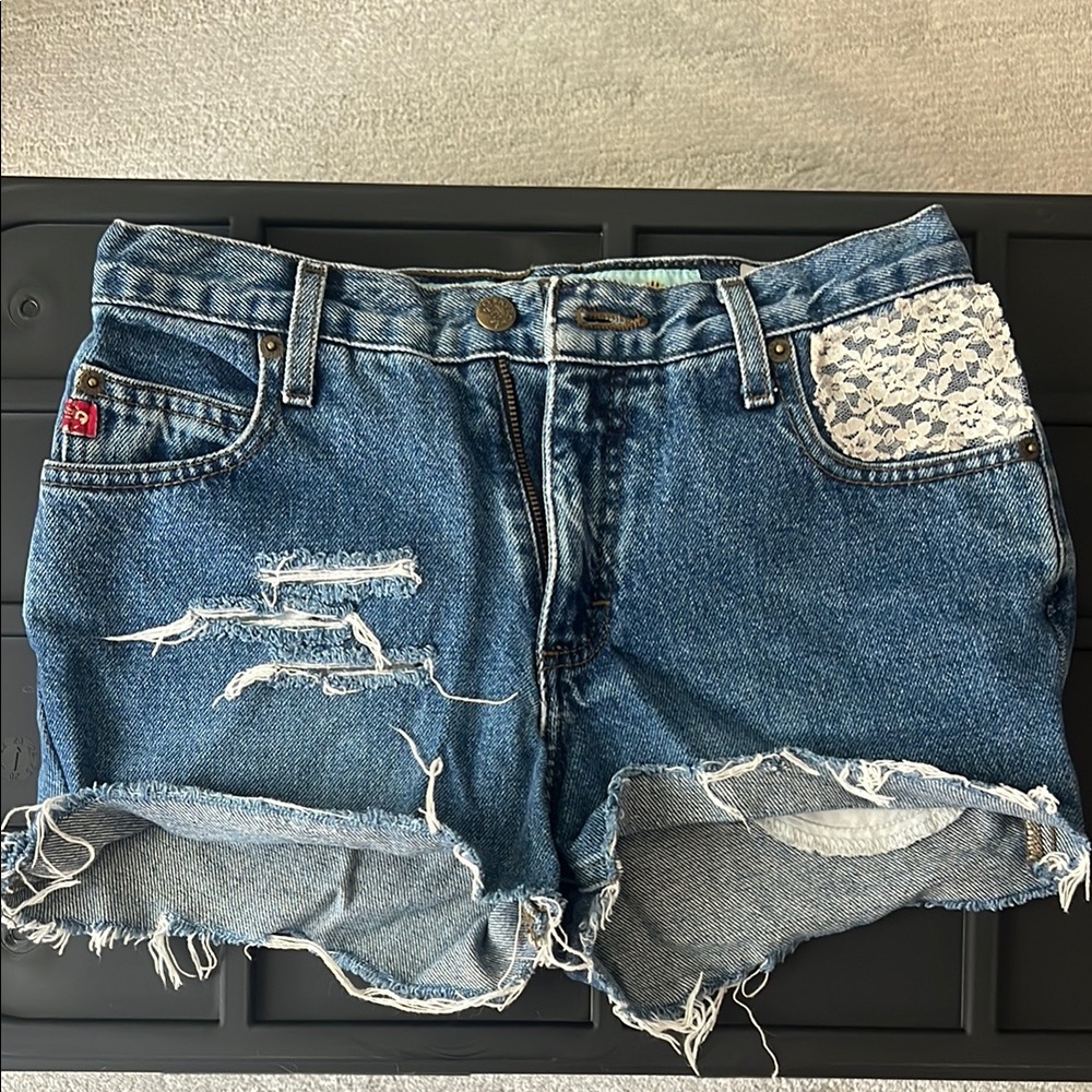 Mudd Blue Jean Shorts with Distressed Details